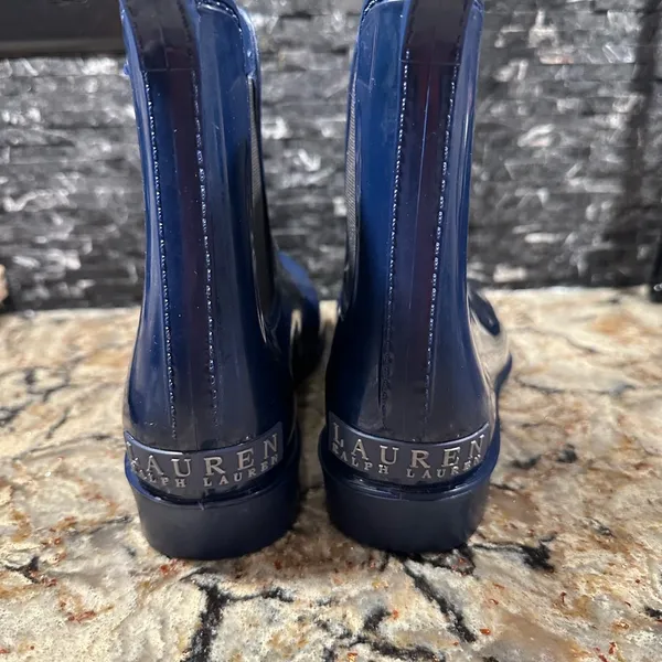 Ralph Lauren Pull on Rain Boot Blue Metallic Muck Boots Womens Sz 6 - Image 4