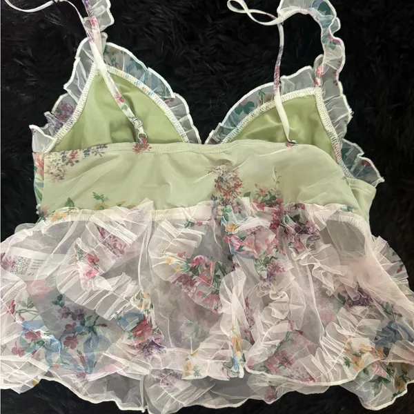 LoveShackFancy Like Floral Ruffle Tank Top - Image 2