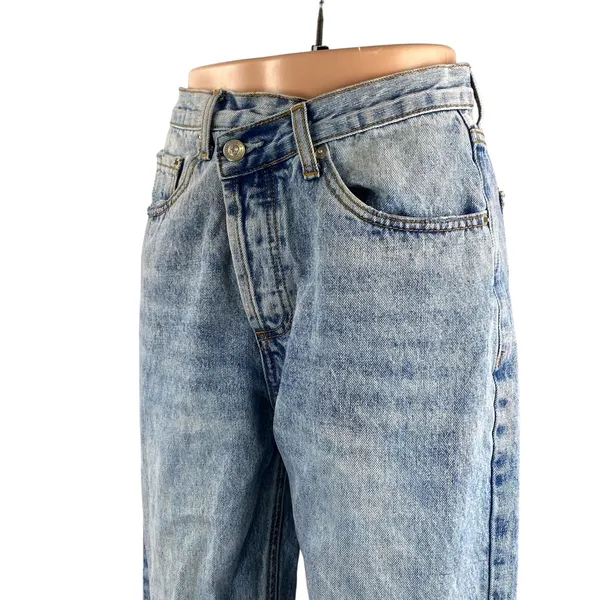 Princess Polly Women's Blue High Waisted Straight Leg Baggy Denim Jeans Size 2 - Image 2