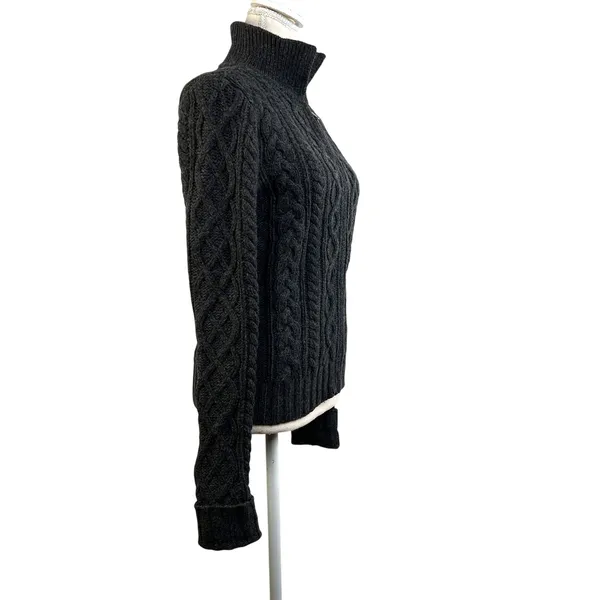 GAP Wool Cable Knit Cardigan Vintage Gray Y2K Dark Cottagecore - Image 6