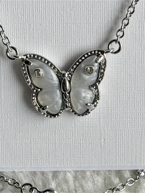 New Kendra Scott Cailey Butterfly Pendant Necklace Rhod / Ivory - Image 3