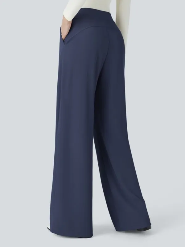 NWT Halara Flex HighWaist Body Sculpt WaistSlimming Pocket Wide Leg Pants Navy M - Image 2
