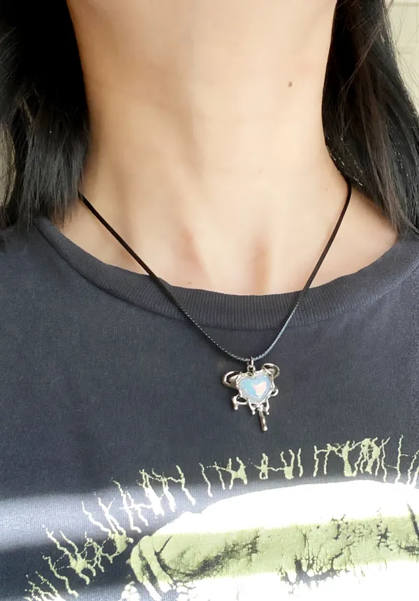 Handmade grunge street fairy y2k style heart necklace🌿✨ - Image 7