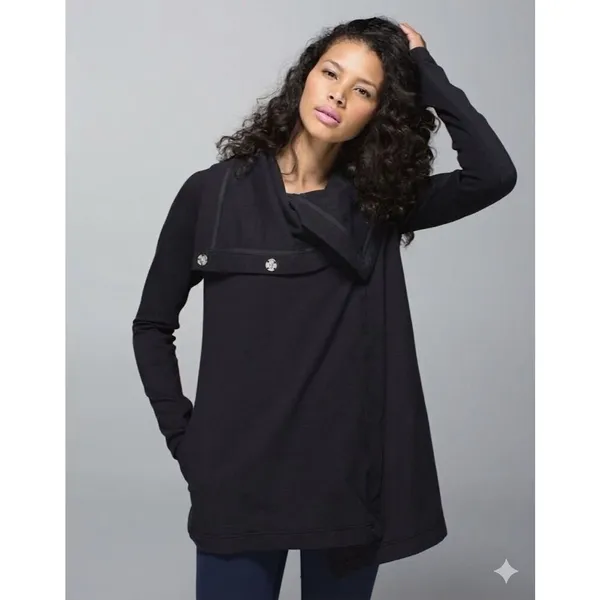 Lululemon Savasana Wrap Sweatshirt Size 4 Black - Image 2
