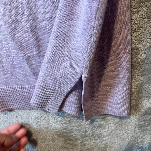 J.Crew Lavender Purple V-Neck Sweater With Shirt Cuffs Wool Blend Size Large New - Image 9