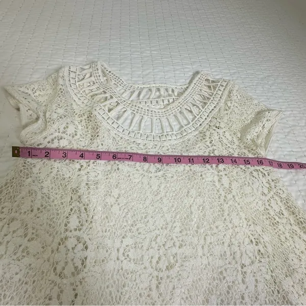 Free People Holy Mountain Mini Floral Crochet Dress Ivory Cottagecore Coquette - Image 7