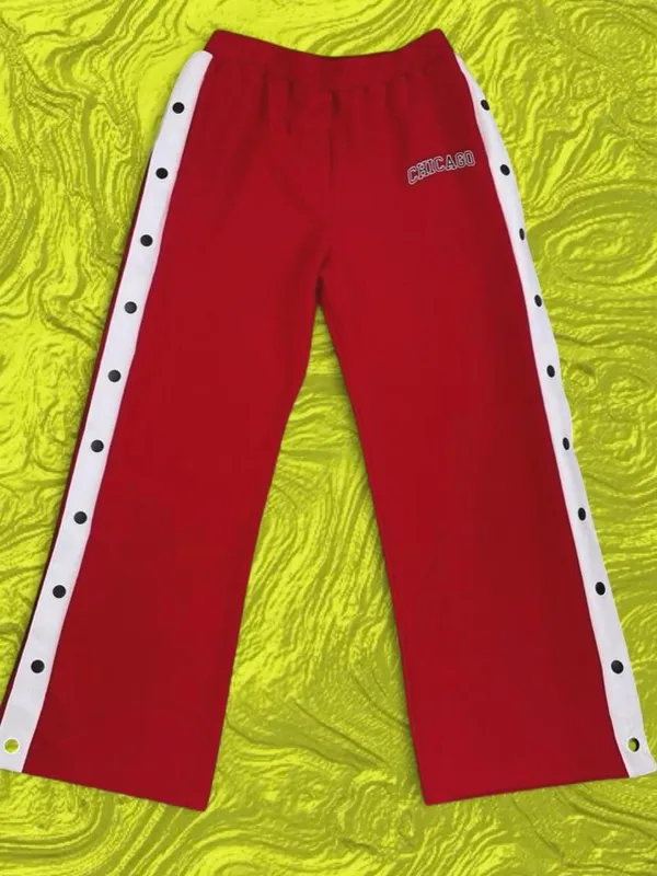 Y2k low rise baggy Chicago Embroidered Red Women's Jogger Pants - Image 4