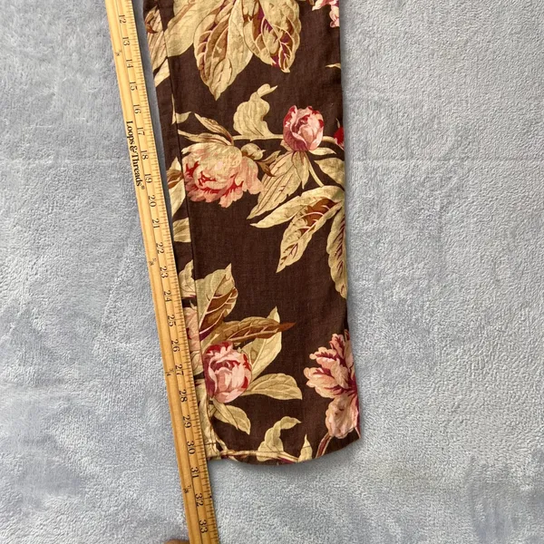 Lauren Ralph Lauren Floral Linen Blend Pants Womens Size‎ 6 Brown Pink Beige - Image 6
