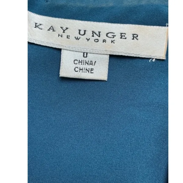 Kay Unger New York Teal Metallic Floral Brocade Tulip Cocktail Dress Size 0 - Image 6