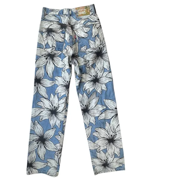 Levis x Farm Rio Ribcage Straight Jeans Womens 24 Blue Tropical Ankle High Rise - Image 15