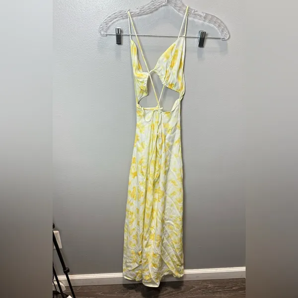 Free People Third Form Women's Yellow/White Ring Out Slip Dress Size 4‎ - Image 4