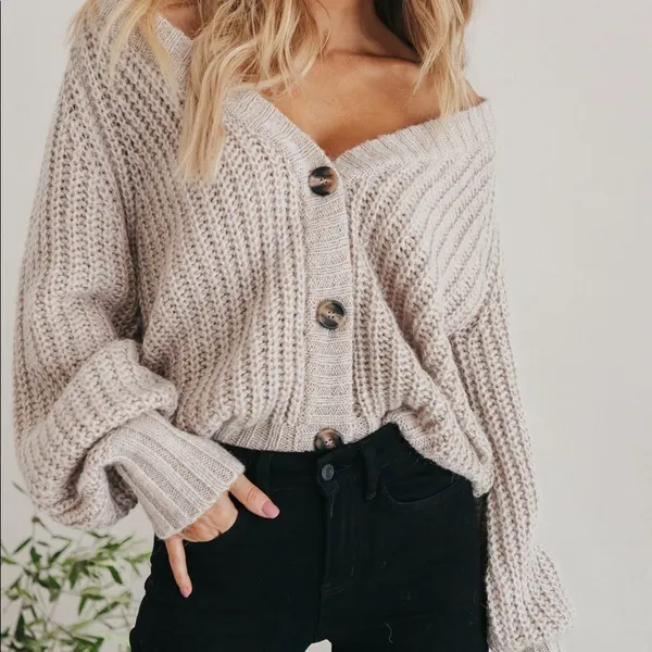 ✨ Jenna Taupe Knit Cardigan✨ - Image 3