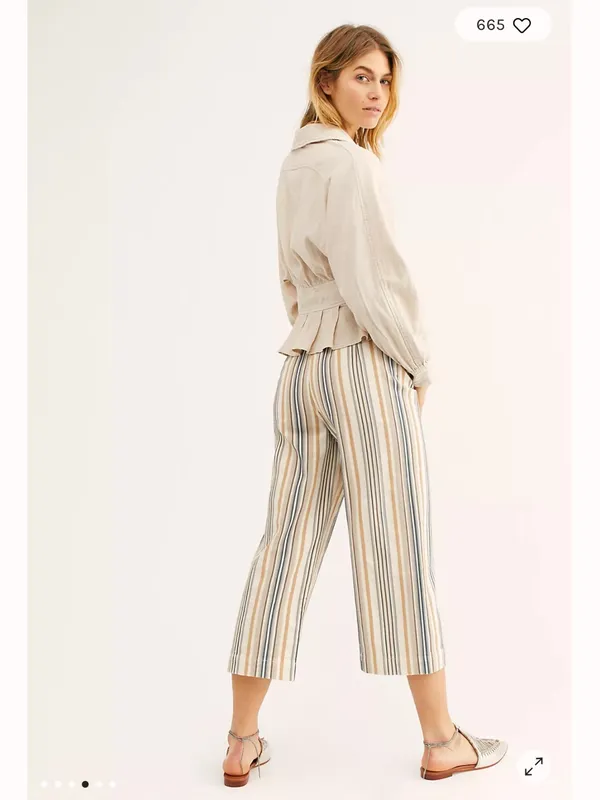 Free People We The Free Patti Pant in Textured Neutral Stripes - Image 2