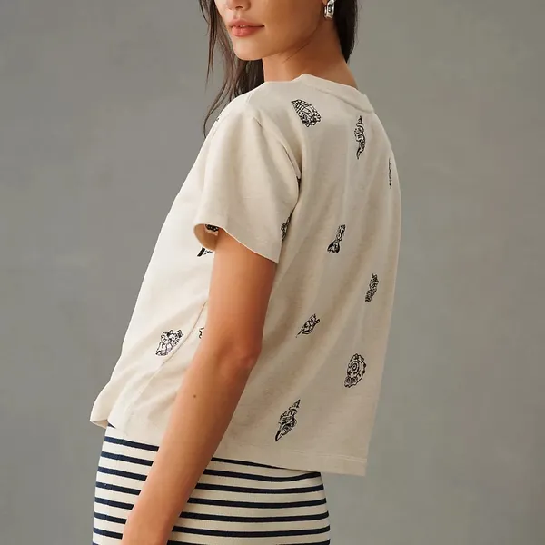 Anthropologie Maeve Embroidered Shell Short-Sleeve Sweatshirt size XS - Image 2