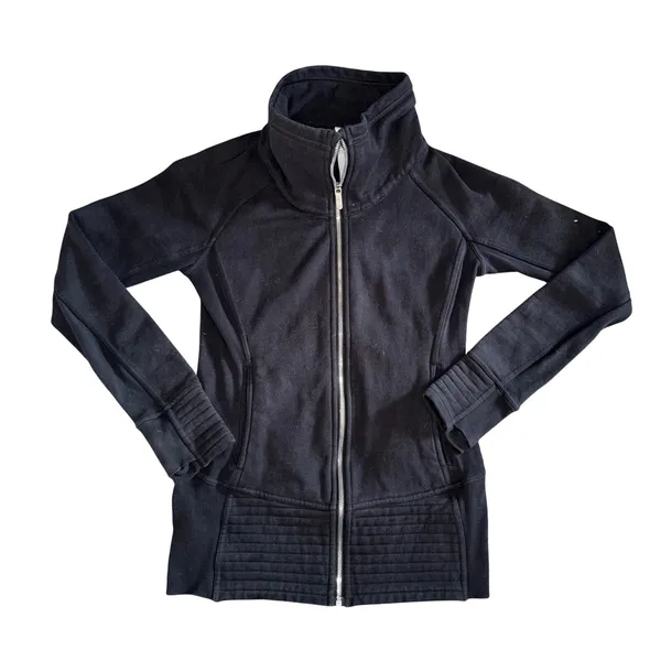 Lululemon Radiant Jacket II Women 6 Blk Good Full Zip Funnel Neck Ribbed‎ Fleece - Image 4