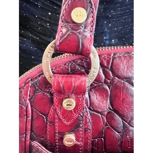 Elaine Turner Red Crocodile Embossed Leather Satchel Handbag Gold Hardware‎ - Image 5