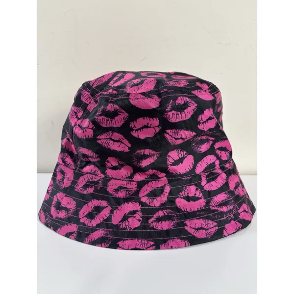 Betsey Johnson Luv Hot Pink Lipstick Reversible Bucket Hat - Image 2