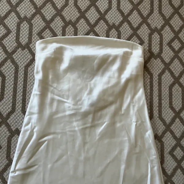 Wild Fable Ivory Satin Strapless Tube Mini Dress - Image 4