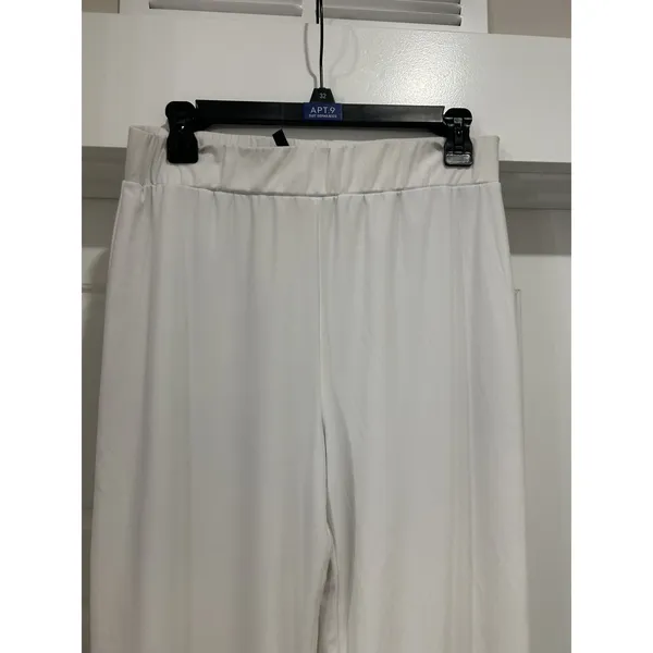 IC by Connie K Womens White Wide Leg Palazzo Pants Elastic Waist Size Medium - Image 2