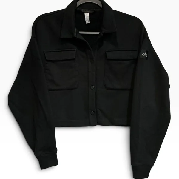 Alo Yoga Renown Jacket Black Cropped Heavyweight Shacket Womens XS / S - Image 2