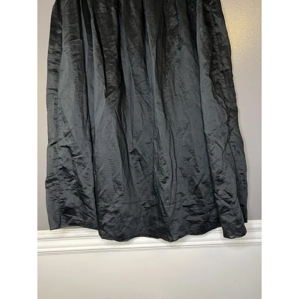 Future Collective Skirt Womens 2 Black Satin Pleated Waist Maxi Lined Full - Image 3