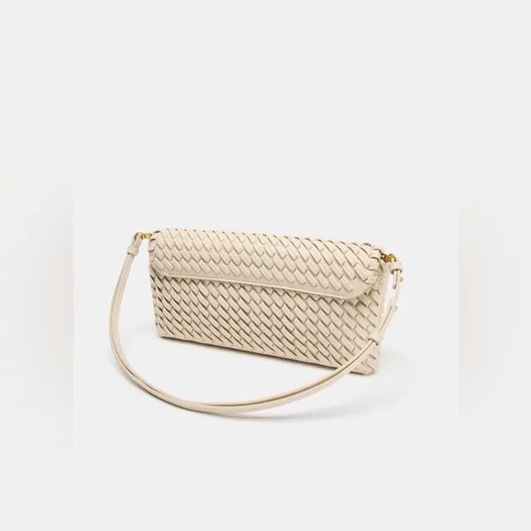 ZARA Woven Braided Clutch Wristlet‎ Purse New Cream - Image 2