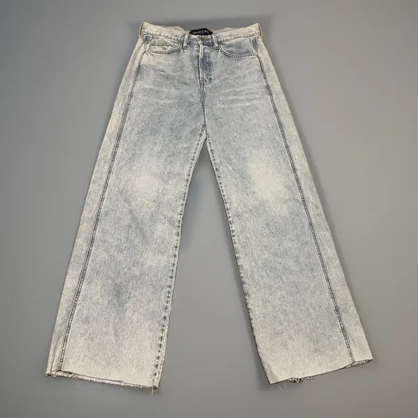 Veronica Beard Taylor Relaxed Wide Leg Pale Stone Jeans High Rise Raw Hem Sz 29 - Image 2