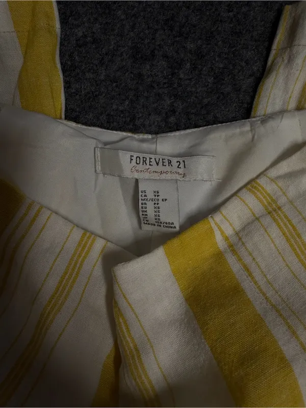 Forever 21 Yellow and White Striped Linen Pants - Image 2