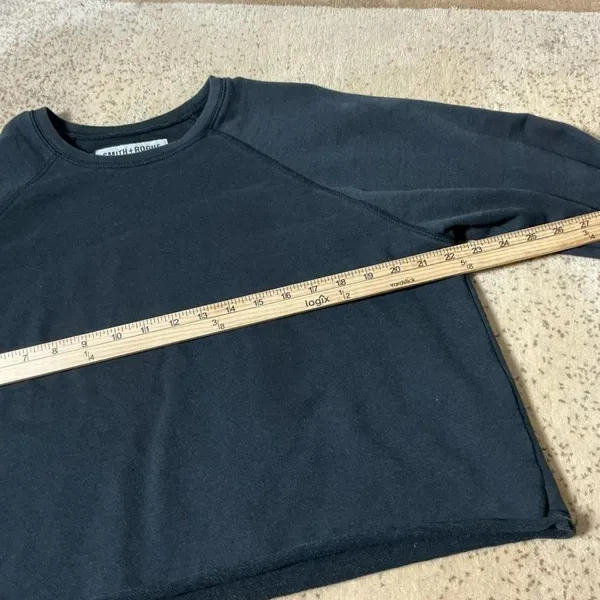Smith + Rogue Black Cropped Raglan Sweatshirt 100% Tanguis Cotton‎ L Gorpcore - Image 4