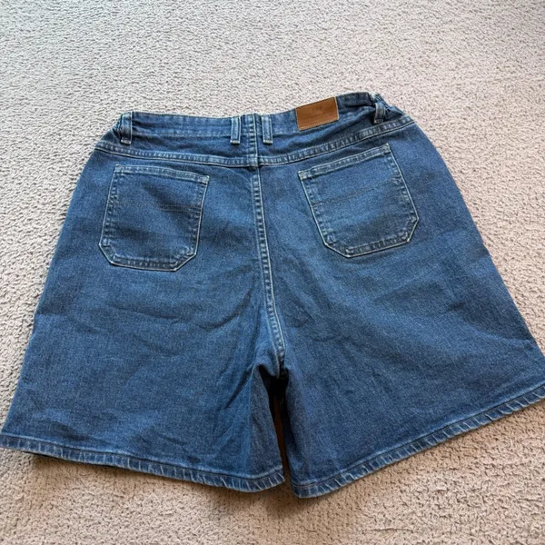 Vintage 90s Lee High Waisted Denim Shorts Elastic Waist Blue Medium Wash 30 - Image 2