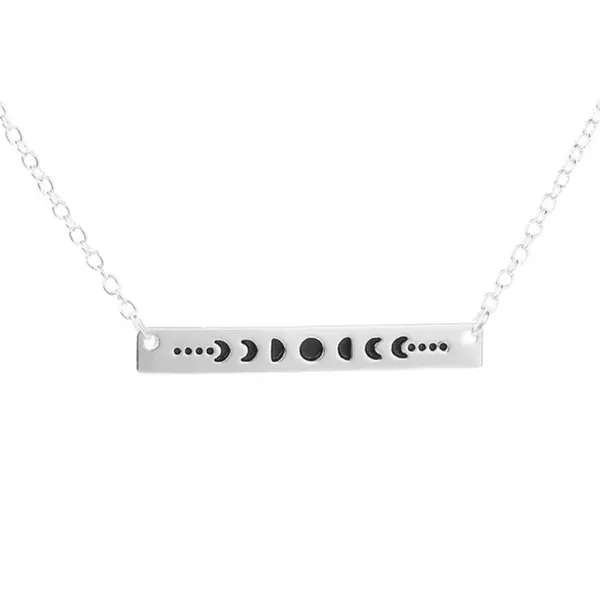 Boutique White Gold Plated‎ Celestial Necklace w/ Moon Phases Bar Pendant Necklace 16-18” - Image 14