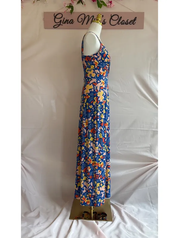 41 Hawthorn Ellienne Faux Wrap Maxi Dress Blue Floral Size S - Image 4