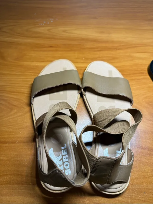 Sorel Ella Strappy Leather Ankle Strap Elastic Tan Beige Sandals Casual 6.5‎ - Image 6