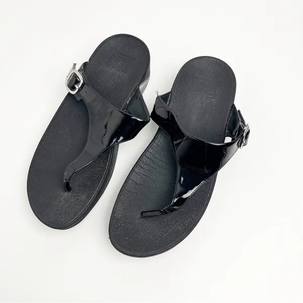 FIT FLOP Black Silver Buckle Thong Flip Flops 8 Beach Summer Spring - Image 11