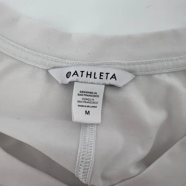 Athleta Women M Inspire‎ Tank Top White V-Neck Oversized Flowy Relaxed Yoga Gym - Image 5
