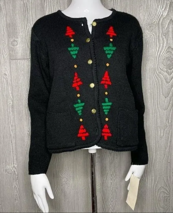 Nwt Vintage Tally ho embroidered / beaded “ ugly Christmas sweater “ sweater - Image 2