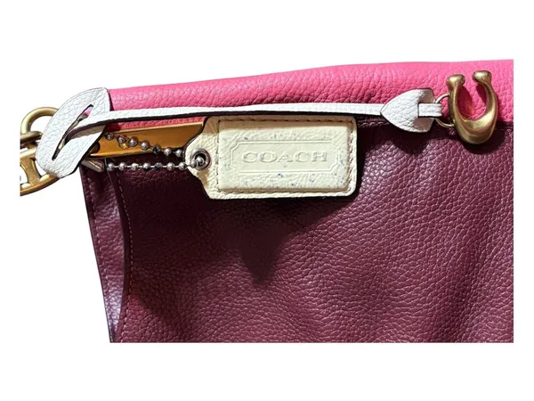 Coach 1016 Dalton 31 Wine Multi Colorblock Pebble Leather Shoulder Bag - Image 2