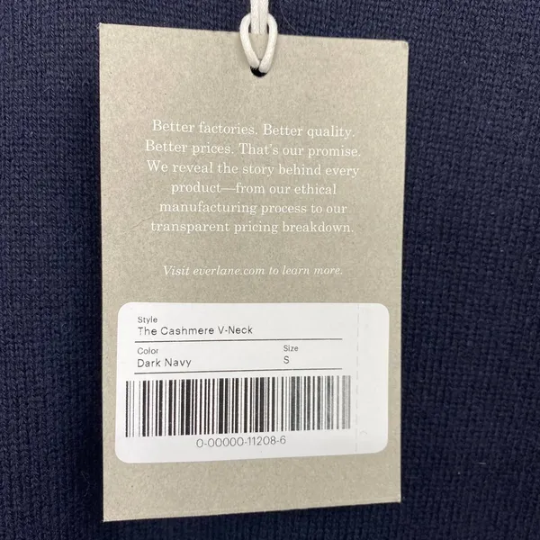 Everlane Cashmere Sweater V Neck Dark Navy Blue NEW Mens Size Small - Image 6