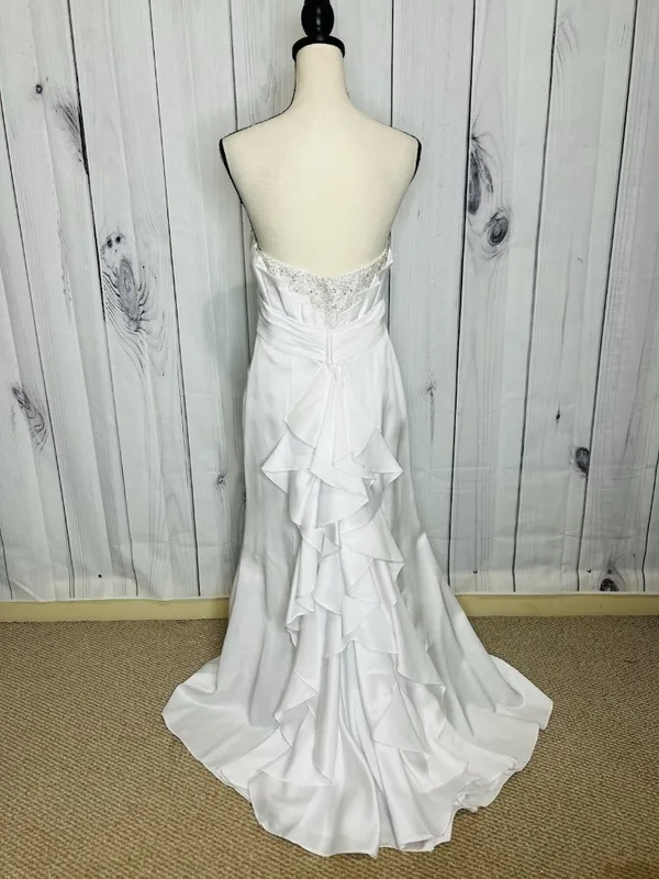 Davids Bridal Wedding Dress Sz 4 Beaded Bustline A-Frame Full Skirt White - Image 7