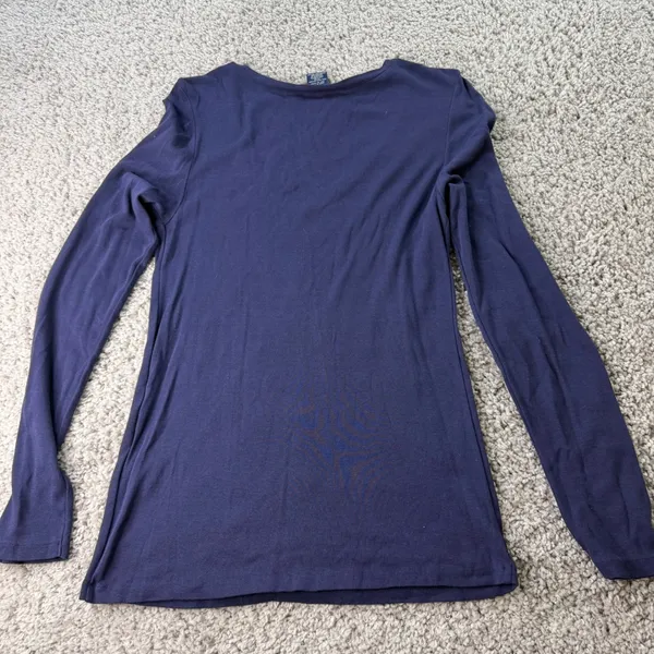 Ralph Lauren Sport Womens XL NavyBlue Pima Cotton Lyocell V-Neck Long Sleeve Tee - Image 2
