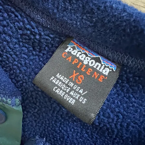 Patagonia Vintage Women's‎ Capilene Fleece Sweater Snap XS Blue - Image 2