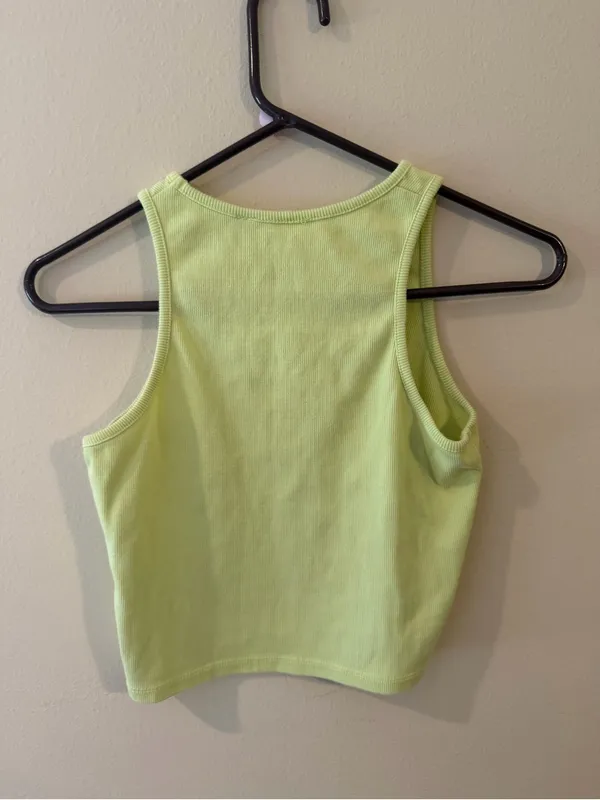 University Tees Classic Ribbed Crop Tank Top in Lime - Image 3