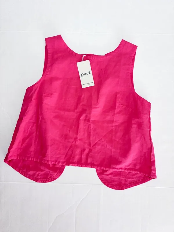 NWT Pact Canopy Linen Organic Cotton Blend Tank Top & Shorts Set - L - Coral Red - Image 8