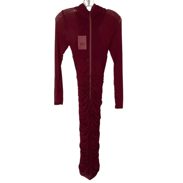 Bardot Aliyah Dress in Burgundy XSmall New Womens Midi Stretch Cocktail - Image 6