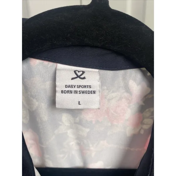 Daily Sports Womens Large Black Floral Sleeveless Golf Tennis Top Pearl Snap‎ - Image 4