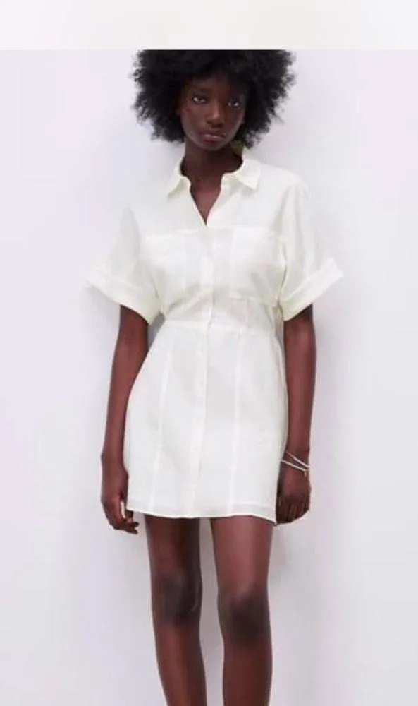Zara Short Shirt Dress Medium - Image 4