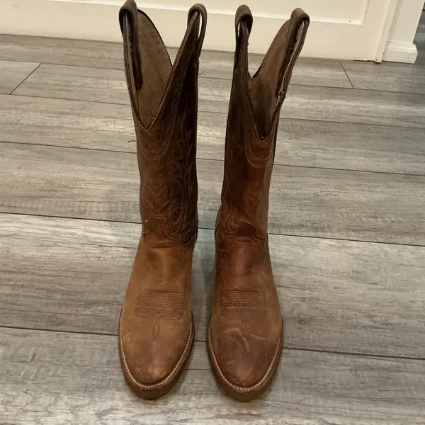 Abilene Women's Brown Leather Cowboy Boots size 5.5 M - Image 9