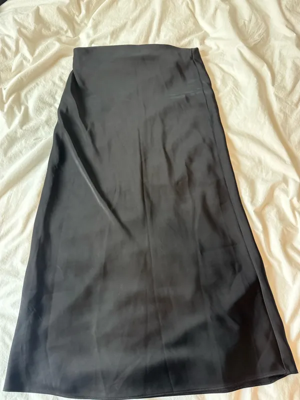 Zara Black Maxi Slip Silk Skirt - Image 2