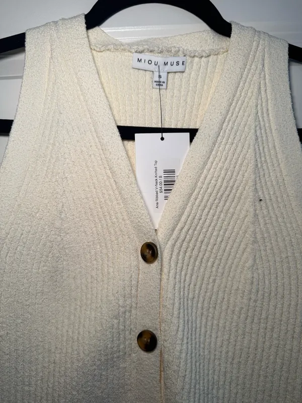 Miou Muse Boutique Knit Tank White - Image 2