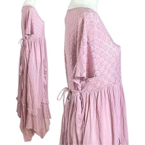 Free People Ethereal Bohemian Bring The Romance Midi Maxi Dress Blush Pink Small - Image 10
